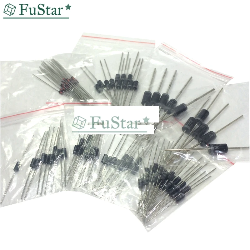 100Pcs/Set 8 Values Diode Bag Assortment Kit Set 1N4007 1N4148 FR107 1N5408 FR207 For Standard Recovery Power Rectifier