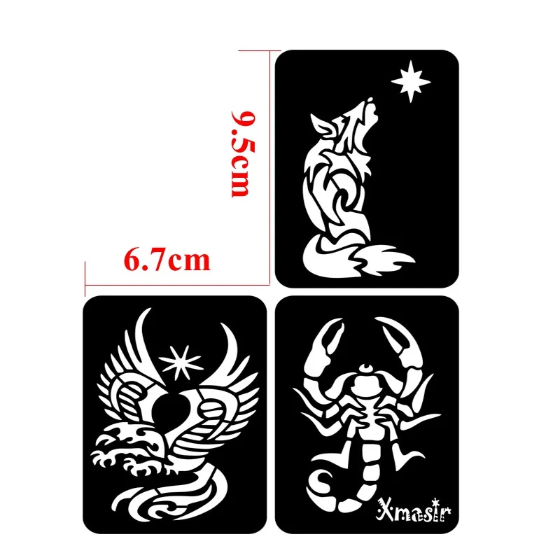 32pcs Airbrush Temporary Tattoo Stencil for Men Arm Back Body Art Painting DIY Glitter Templates Fake Tattoo Set 6.7cm*9.5 Cm