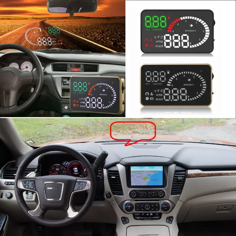 For Gmc Yukon/Sierra/Envoy/Savana/Terrain Car Head Up Display AUTO HUD OBD Safe Screen Projector Refkecting Windshield