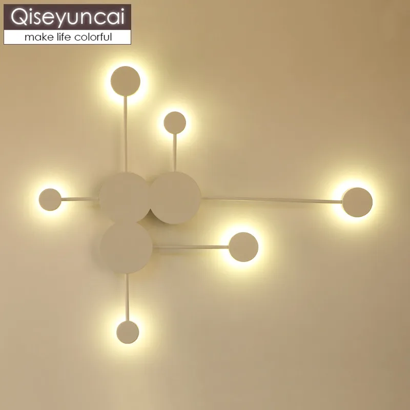 

Qiseyuncai 2019 Nordic living room wall lamp modern minimalist creative personality TV LED aisle lighting free shipping
