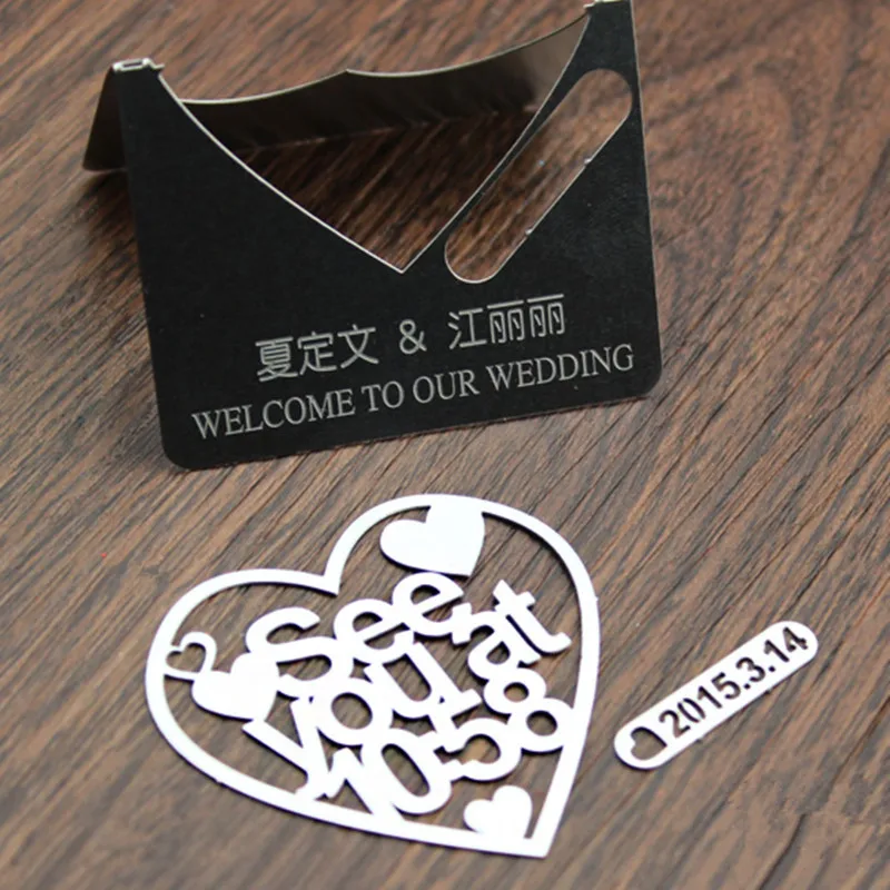 High quality Engraved metal business card printing Stainless steel Wedding Invitation matte finishing name card