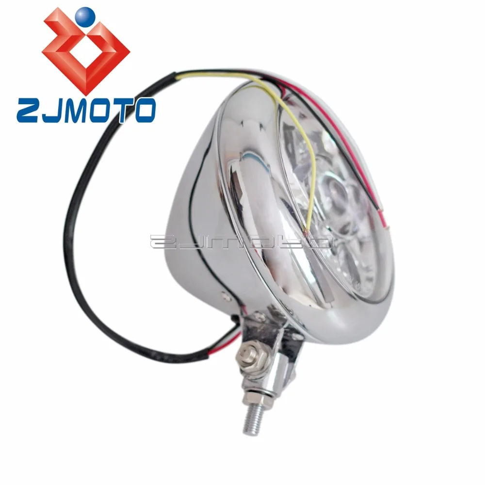 Chrom Universal Motorrad Scheinwerfer Projektor Licht LED Scheinwerfer Für Harley Cafe Racer Chopper Bobber Scheinwerfer