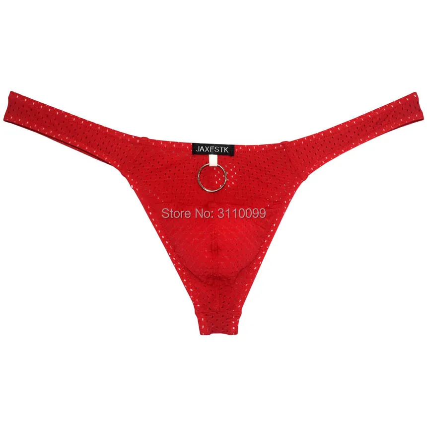 Men's Low - rise Thong ชุดชั้นในสแตนเลสแหวนรูหายใจ Bulge Underpants
