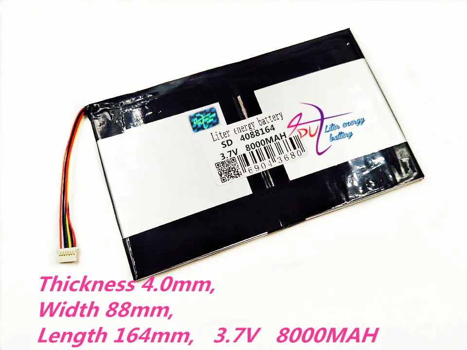 7 thread best battery brand 4088164 3.7V 8000MAH 408882*2,(polymer lithium ion battery) Tablet PC general battery v919 3G