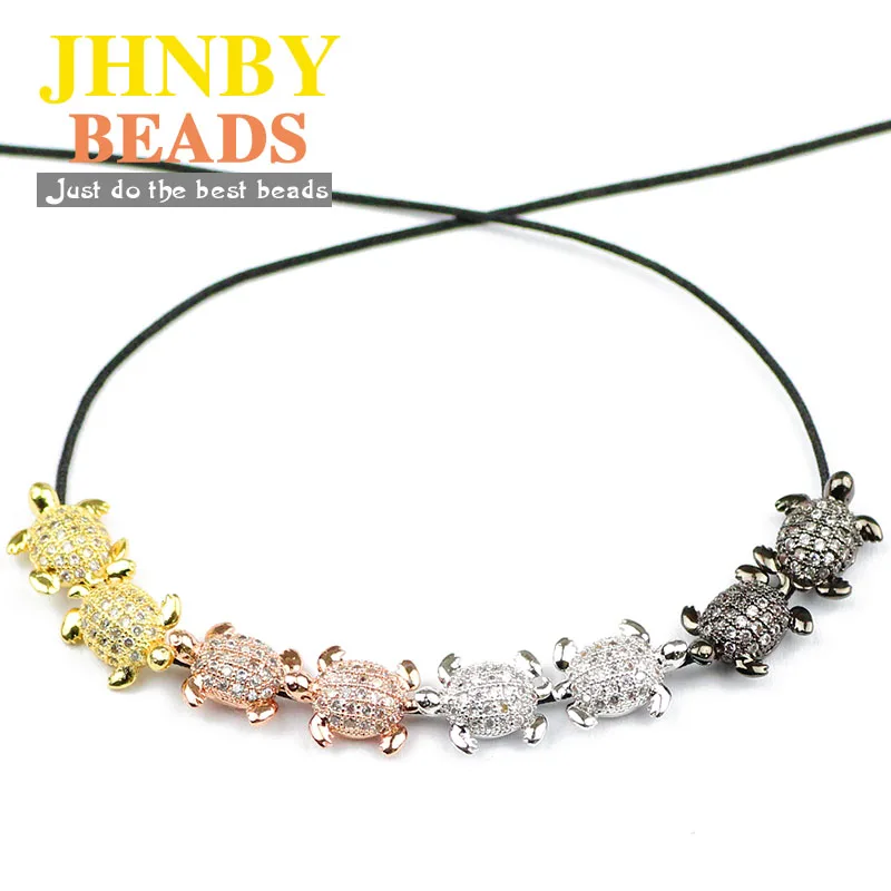 4pcs Turtle Pendant Copper Spacer Micro Pave Zircon Animal Charm Loose Beads For Jewelry Bracelet Making DIY Accessories Finding