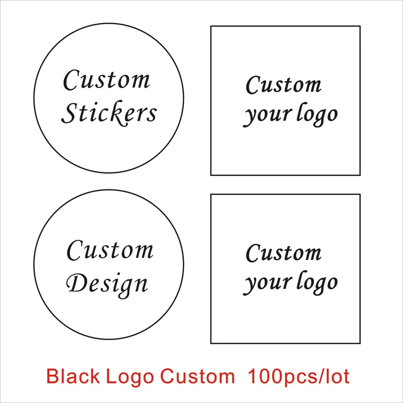 Cheaper 100pcs Black LOGO Printing Labels Custom Stickers Jewelry Wedding Gift Stickers Printed Round Square Label Sticker