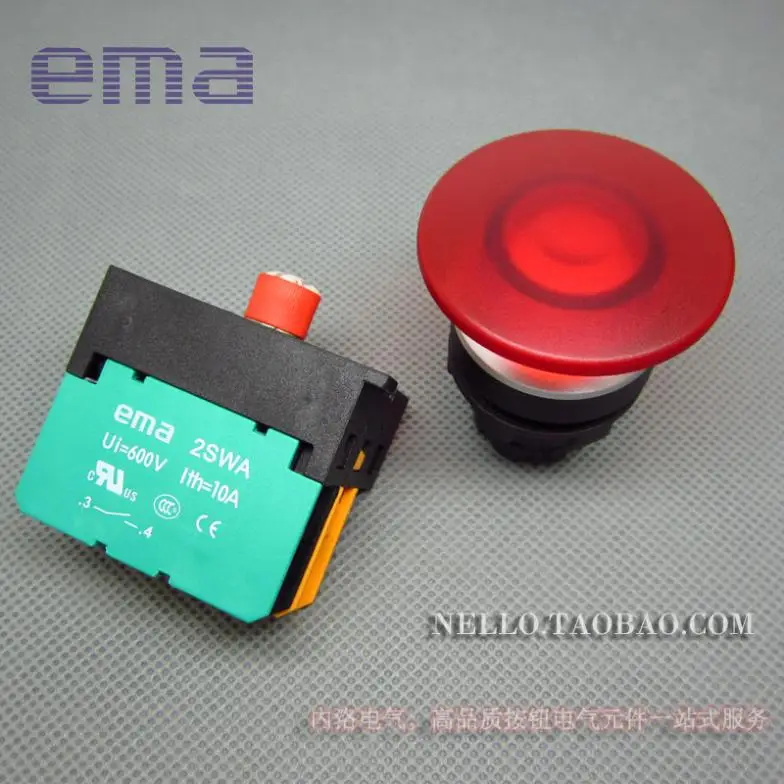 [ SA ]Imports EMA illuminated pushbutton 22mm latching self-resetting/lock E2P4 *. A0/M0 LED DC6V/12V/24V/AC110/220V 1NO/1NC-10P