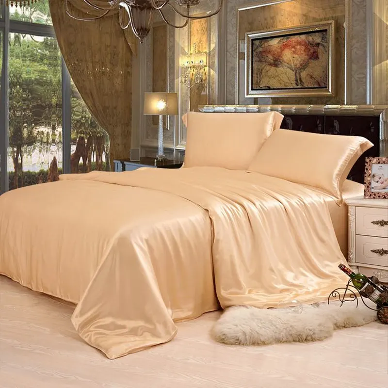 Silk Duvet Cover 1pc 19MM Seamless Silk Cover 100% Mulberry Silk Many Size Customizable size Solid Color ls030019005