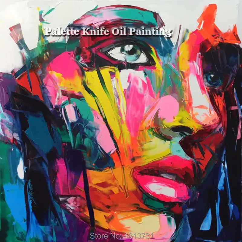 

Hand painted Francoise Nielly Palette knife portrait Face Oil painting Character figure canva wall Art picture15-42