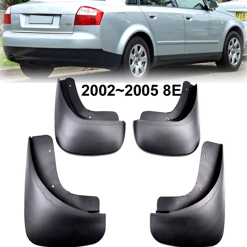 Set Molded Car Mud Flaps For Audi A4 B6 2002-2005 8E Mudflaps Splash Guards Mud Flap Mudguards Fender Styling 2004 2003