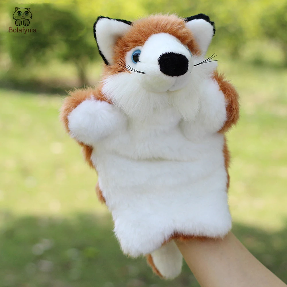 Fox drie kleuren kinderen handpop gevuld knuffel