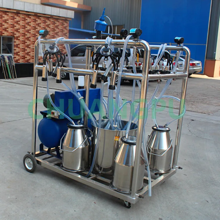 

For Home Use Diary Farm Use Stainless Steel 4 Buckets Vacuum Pump Portable Milking Machines for Milking Cows/Goats