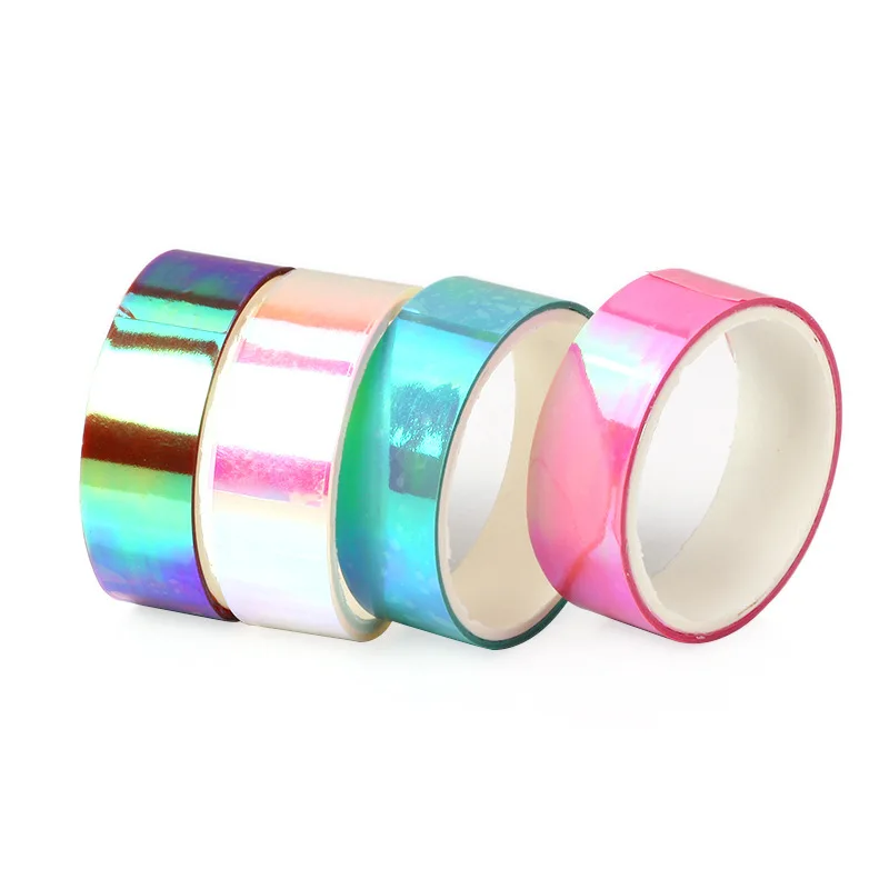 Juego de cintas de enmascarar Washi Tape, pegatinas láser para álbum de recortes, Cinta Adhesiva Decorativa, Washi Fita Adesiva Glitter, 10 Uds.