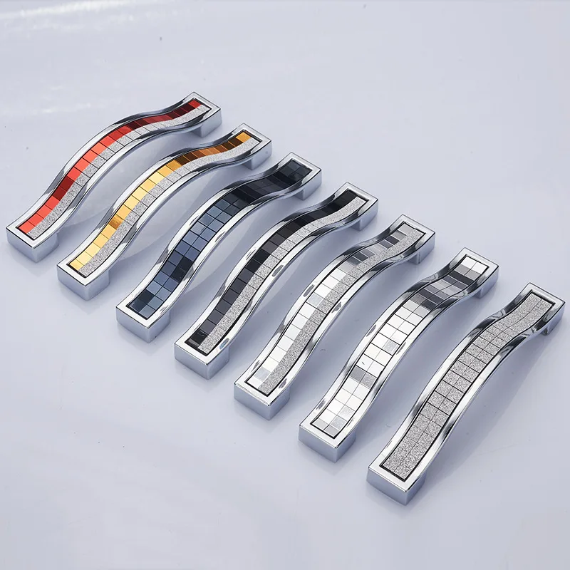 JD Pearlescent Diamond Handle Modern Cabinet Door Matte Silver Crystal Handle European Wardrobe Door Handle Furniture Hardware