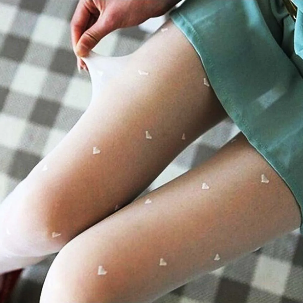 Women Sexy Stockings Tights 2024 Summer Lady Love Heart Transparent Pantyhose Black Stocking Microfiber Acrylic Hot Sexy Stockin