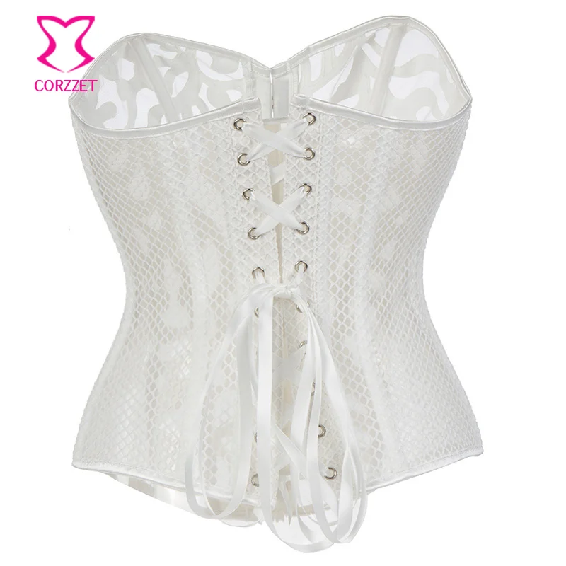 Wholesale Black White Sexy Women Bustier Top Breathable Slim Body Shaper Mesh Overbust Steampunk Corset Lingerie Plus Size 6XL