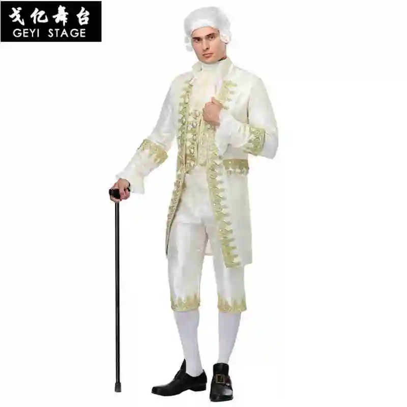 

New Party role Halloween Renaissance Adult Male French King Louis XVI Gentleman Judge Cosplay Costume Clothing