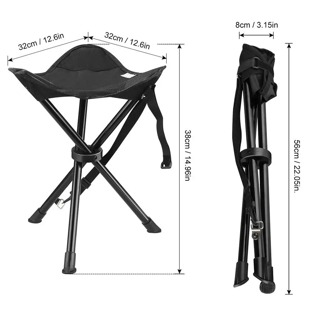 Portable Tripod Stool Folding Chair with Carrying Case Outdoor Camping Walking Hunting Hiking Fishing Travel 200 lbs Capacity