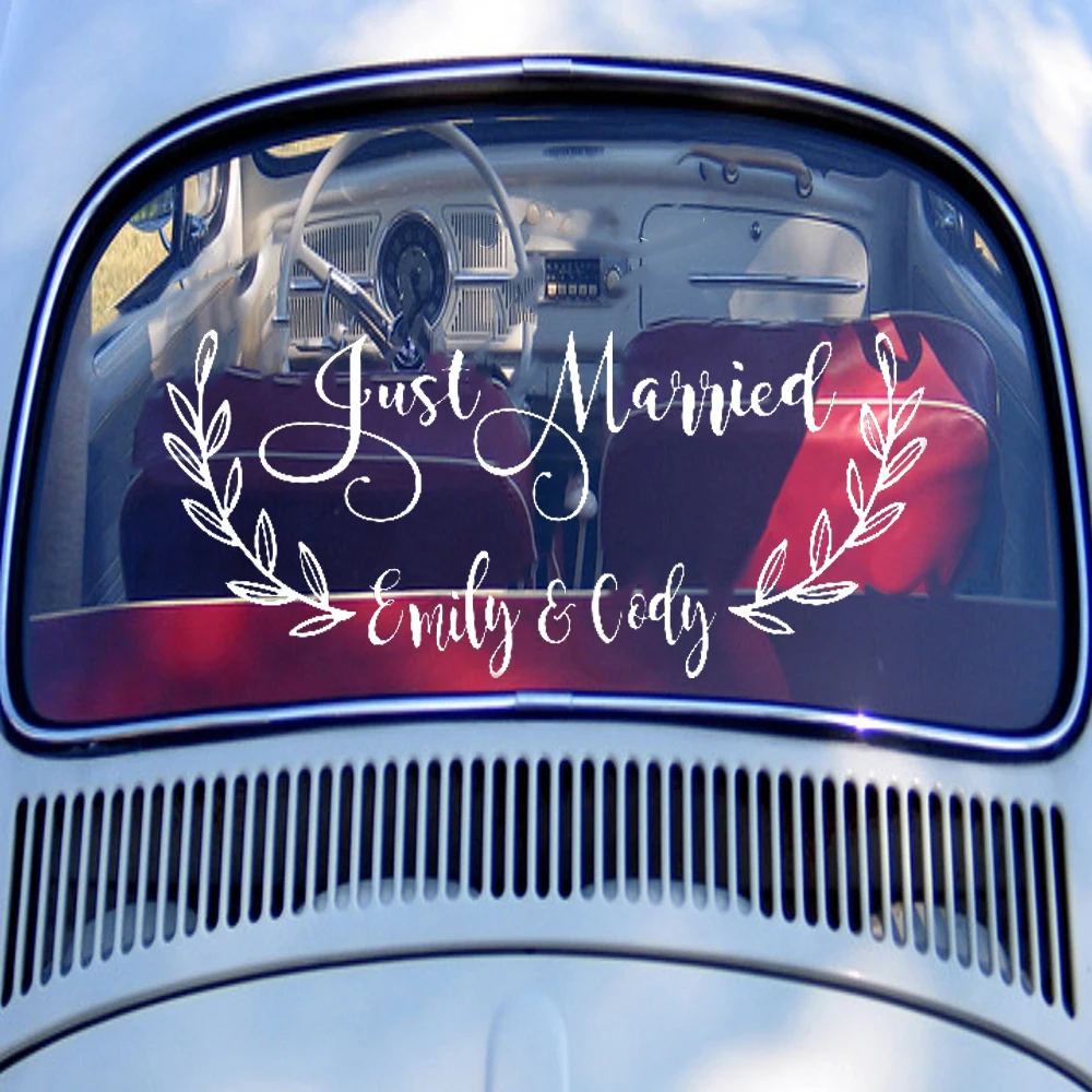 Just Married Decals Wedding Car Stickers Fancy Just Married Vinyl Decal Custom Groom & Bride Name Car Rear Window Decor LC1285