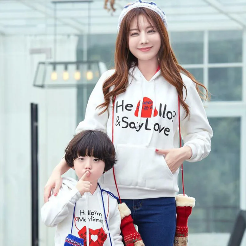 Matching Family Clothing Autumn Winter Christmas Active Cotton Hooded Father Son Mother Daughter Men Women Children Clothes