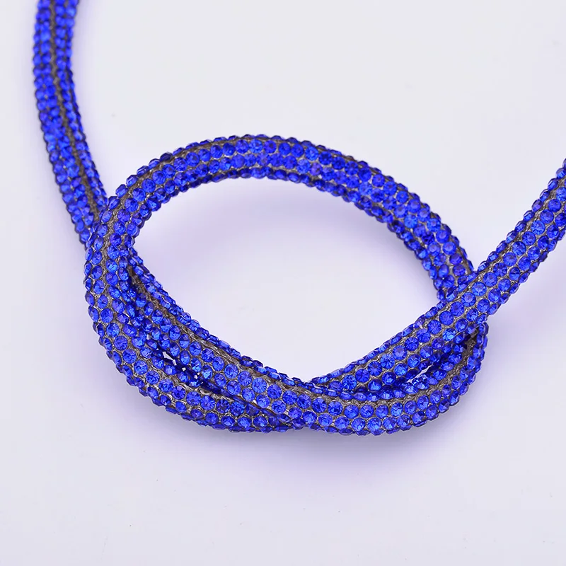 JUNAO 1 Meter Crystal AB Glass Rhinestone Chain Cord Crystal Tube Applique Strass Trim Banding For Jewelry Clothes Making