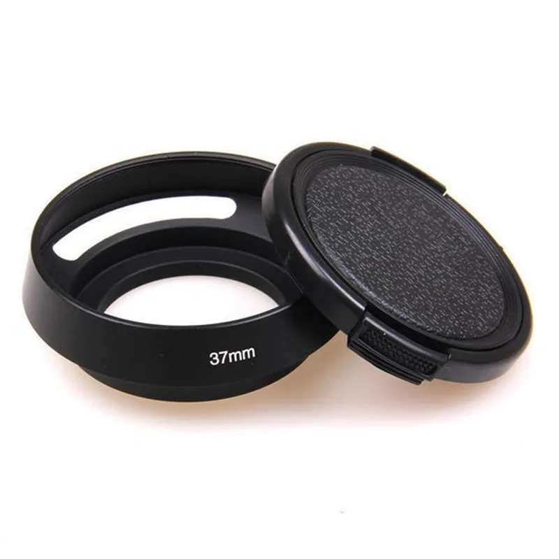 37 39 43 46 49 52mm 37mm to 77mm metal tilted vented Lens Hood Shade + Lens cap for Leica M Contax Fuji Olympus Nikon Canon Sony