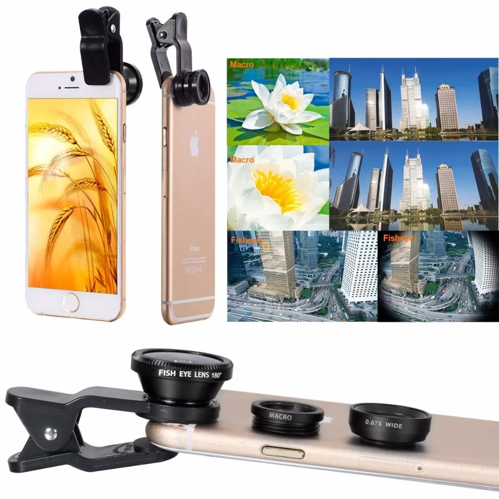 APEXEL 11 in 1 Phone Camera Lens Kit Fisheye Wide Angle Macro Lens CPL ND Filter Kaleidoscope and Telescope Lens for Smartphone