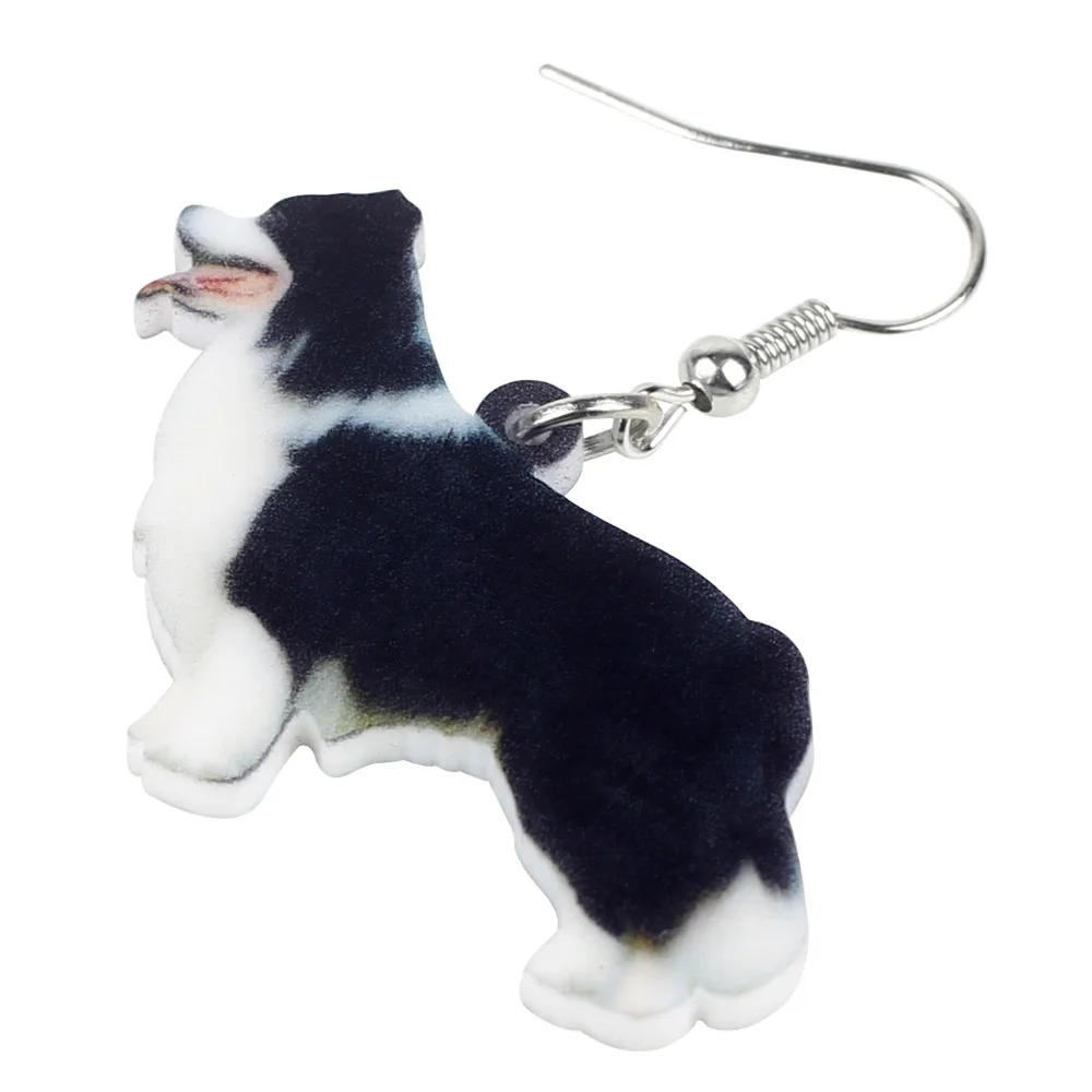 WEVENI Accessory Acrylic Fluffy Border Collie Dog Earrings Dangle Drop New Trendy Anime Animal Jewelry For Women Girls Gift