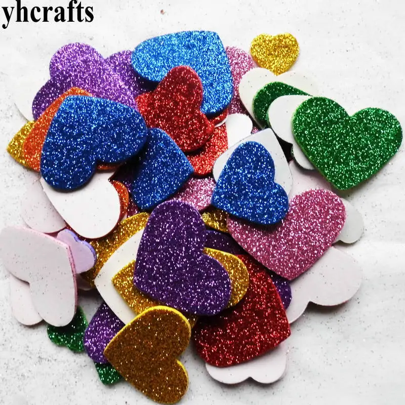 1bag/LOT,Glitter flower foam stickers Baby room decoration Early learning educational toys Kindergarten craft diy toys Handmade