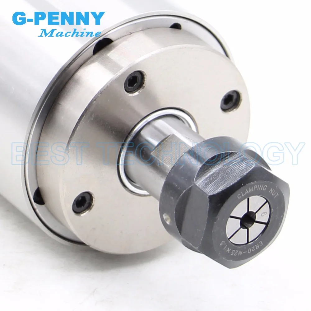 G-Penny Original 2.2kw ER20 Water Cooled Spindle Motor 80*230mm 220v / 380v 4pcs 7series Ceramic Bearings 0.01mm Longer Type