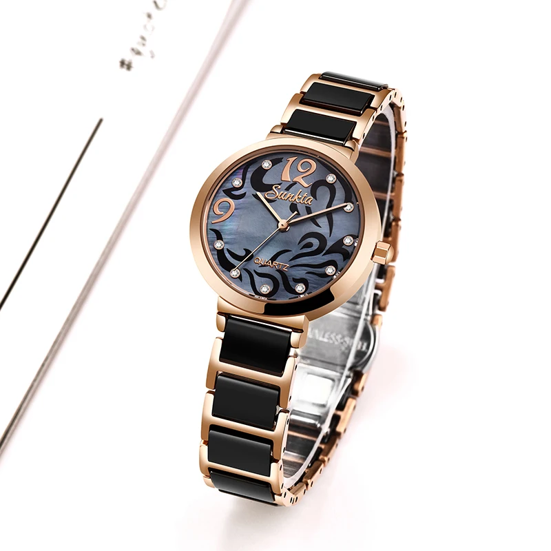 SUNKTA Quartz Women Watch Waterproof Shockproof SUNKTA Brand Ladies Fashion Casual Watch Women Dress Bracelet Watch  Lover Gift