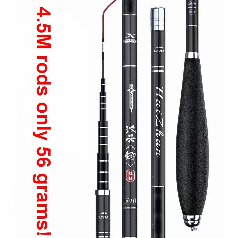 ZZ218 HZ Hanyon 3.6m 3.9m 4.5m 4.8m Crucian Thin Fishing Rod Middle Fast Super Light Carbon HERABUNA 5.4m 83g with 2 Tips