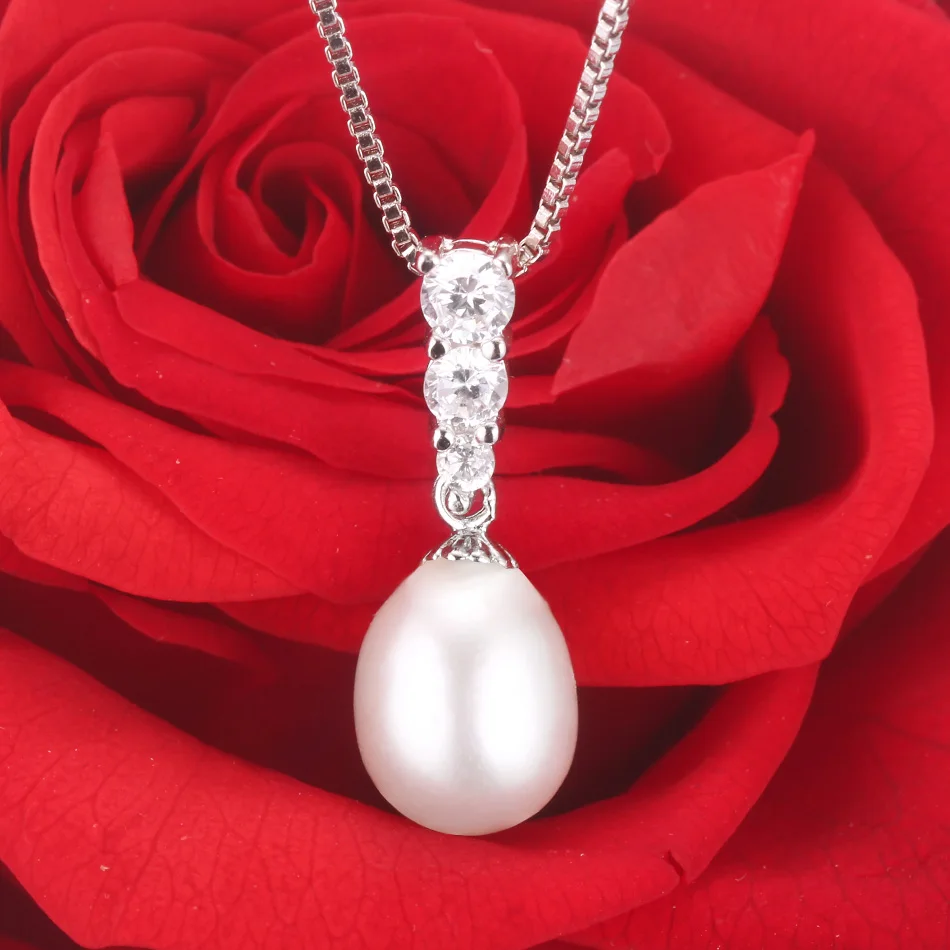 925sterling silver necklace pendant for women genuine 100% real AAAA high quality Natural freshwater pearl pendant  jewelry8-9mm