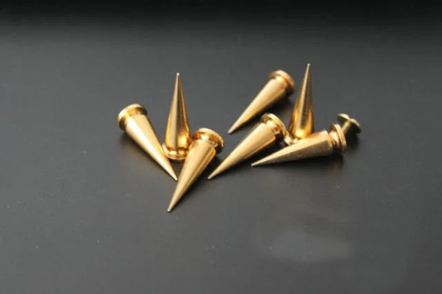 10pcs 10*26mm Gold Cool Bullet studs and spikes for clothes Punk With Garment Rivets Cone Studs DIY Garment tachuelas para ropa