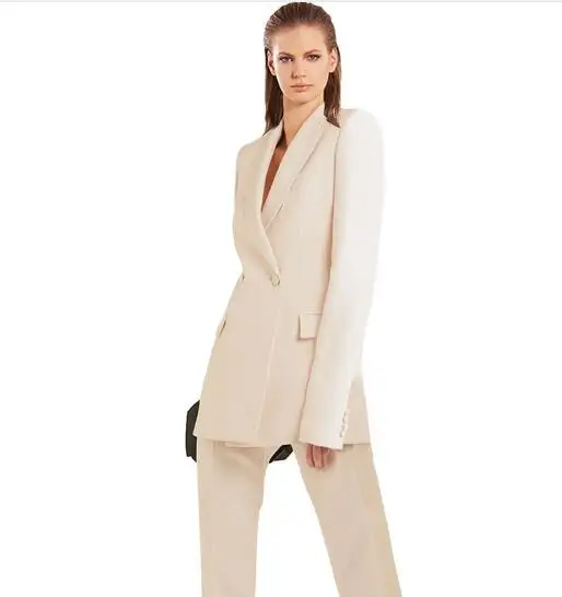 

Custom Made Women Busines Suits 2 Piece Pantsuit Ladies Office Uniform Female Trouser Suits Ivory Women Suits