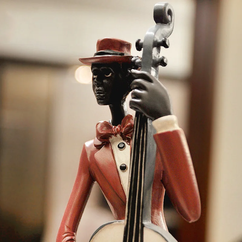 European Black Band Musicians Statues Decoration Resin Crafts Restaurant Hotel Desktop Sculpture Ornaments Home Furnishing Decor