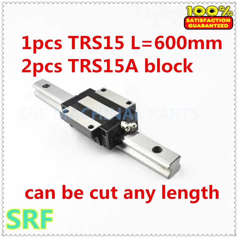 

Low assembly 1pcs 15mm width Linear Giude Rail TRS15 L=600mm+2pcs TRS15A Flange slide block for CNC part