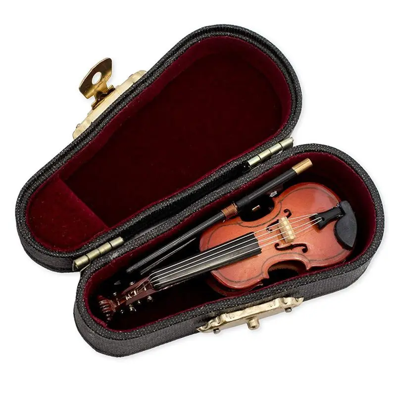 Gifts Violin Music Instrument Miniature Replica with Case, 8x3cm