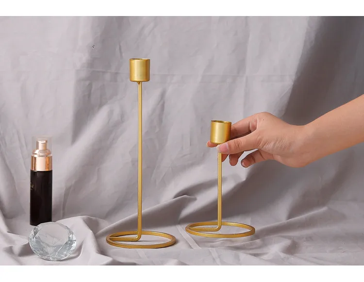 1PC Simple Modern Style Gold Metal Candle Holders Wedding Party Decoration Home Bar Dating Decor Candlestick JL 212