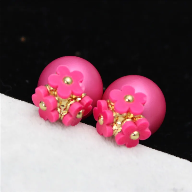 New design fashion brand jewelry  stud earrings for women black flower earrings