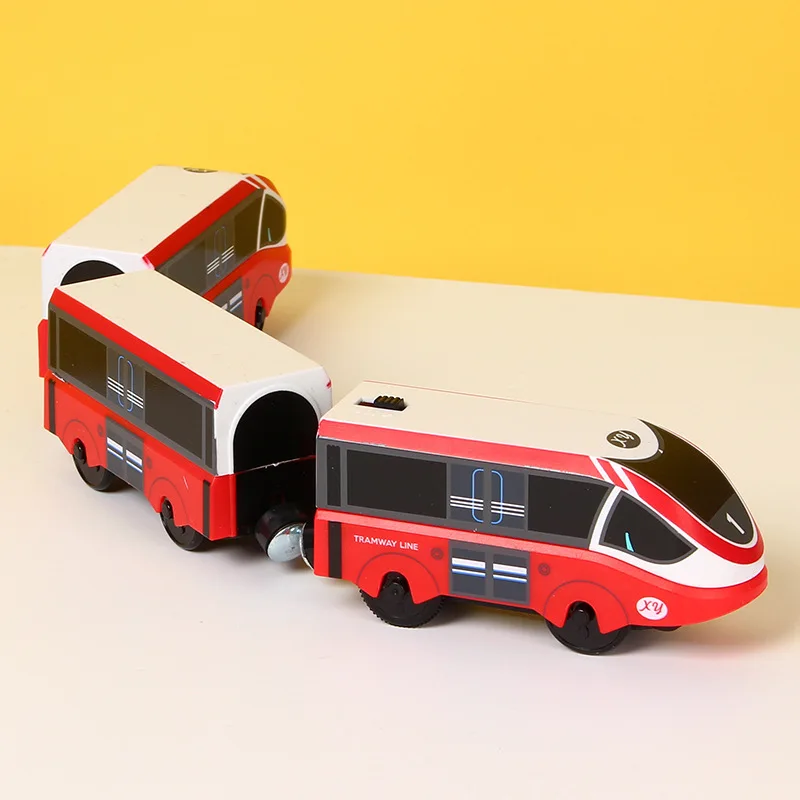 Elektrische Trein Set Magnetische Auto Hout Track Railway Accessoires Fit Voor Houten Trein Spoorlijn Speelgoed Voor Kinderen Geschenken