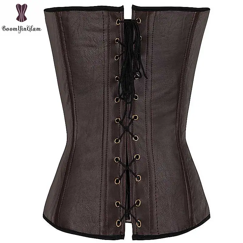 Black Halterneck Corset Overbust Steampunk Gothic Korse Belt Coffee Punk Korset G-string Corselet Buckle Gorset Boned Bustier