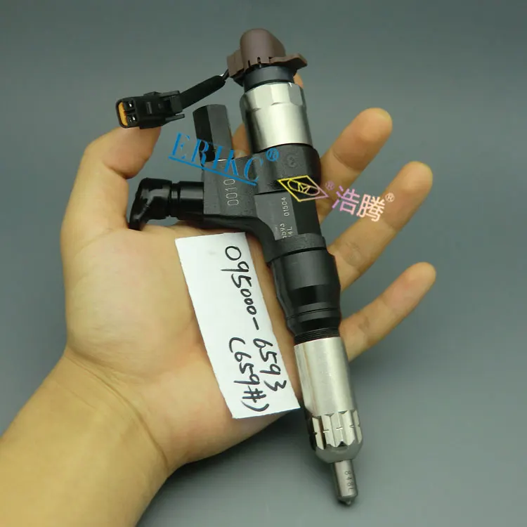 ERIKC 6593 Common Rail Fuel Injector Assy 095000-6593 Auto Diesel Engine Sapre Part Injection for KOBELCO 220-8 /350-8 HINO J08E