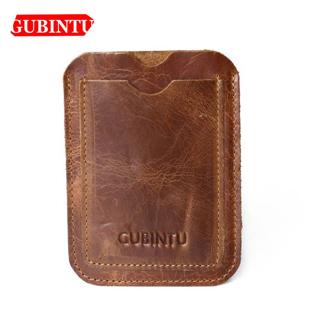 

GUBINTU Geniune Leather Card Wallet Simple Design ID Card Holder Passcard Pocket Classic High Quality Brand Male wallet