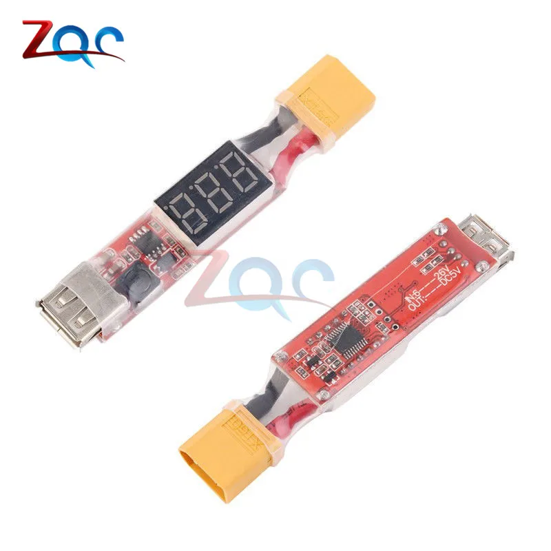 2S to 6S Lipo Battery XT60 Plug to USB 5V 2A Charger Converter Adapter LCD XT60 plug Batteries Remote Contoller 2S-6S