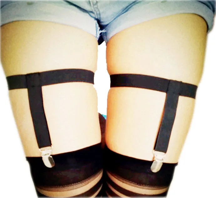 Harajuku punk garter belt leg cage thigh garter fetish sexy garter belt metal clips stockings suspenders women belt P0088