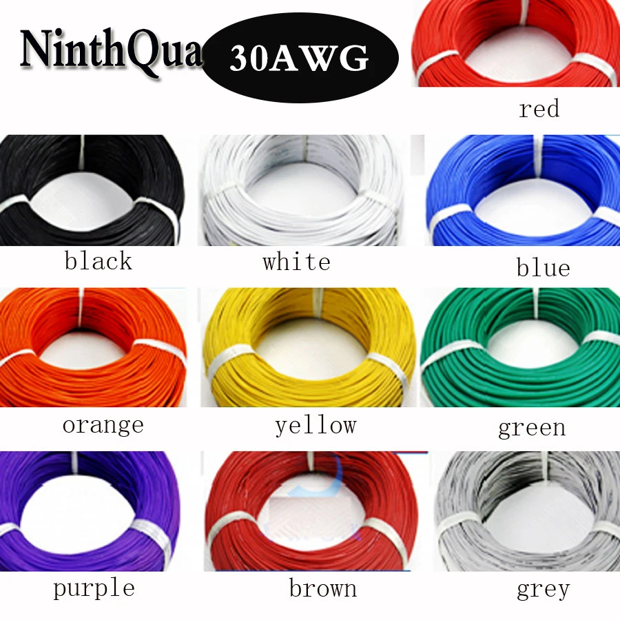 5Meters 30AWG Flexible Silicone Wire RC Cable 30AWG 11/0.08TS Outer Diameter 0.8mm With 10 Colors to Select