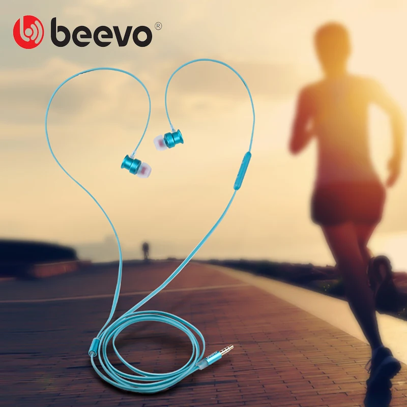 Beevo EM270 Sport Earphone and Headphones with MIC Volume Control Wire Stylish Metal Best Sound Running Auriculares 3.5mm Gold