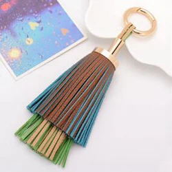 Fashion Luxury Two-layer PU Leather Tassel Bag Keychain Women Handbag Key Chain Ring Holder Accessories Car Pendant R262