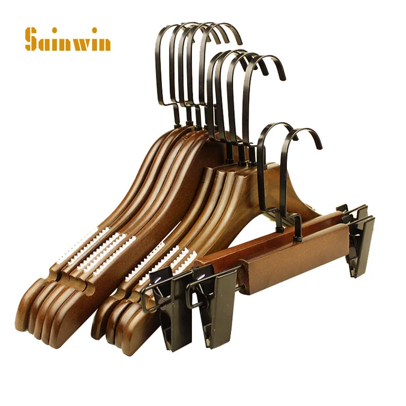 

Sainwin 10pcs/lot Hotel Clothes Store Wood Hangers For Clothes Rack Wooden Hanger (50pcs can LOGO)